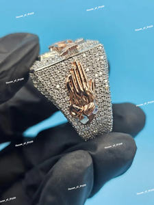 925 Silver Moissanite Diamond <b>Ring</b> With Script Nameplate Luxury Bust Down Statement <b>Ring</b> For <b>Men</b> Hip Hop Style - Product Image 3