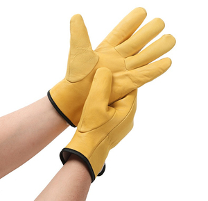 Yellow Vintage Breathable Goat Leather Safety <b>Driving</b> <b>Gloves</b> for Four Seasons Work - Product Image 6