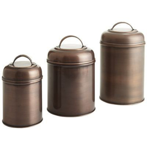 Copper Spice Jars <b>Set</b> With Metal Lids Airtight Vintage Kitchen Storage Containers Handcrafted Stackable Design - Product Image 3