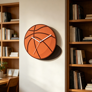 12 Inch Basketball Theme MDF Laser Cut Precision Carved <b>Silent</b> Quartz Analog Wall <b>Clock</b> Court Style Sports Fan Wall Art Décor - Product Image 4