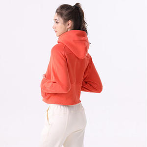 Sudadera con capucha de forro polar casual de invierno para mujer, de manga larga, con media cremallera, para yoga, running, chaqueta de fitness engrosada - Product Image 5