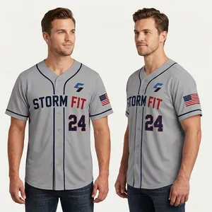 Maillot de baseball pour homme Storm Fit à manches courtes, sublimé, respirant, coupe athlétique, vêtements d'équipe personnalisés - Product Image 2