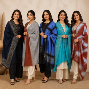 Elegant Merino <b>Wool</b> Stoles for Women Designer Winter <b>Wool</b> <b>Wrap</b> Soft Warm Scarf Swarovski Crystals Traditional Scarves Shawls - Product Image 6