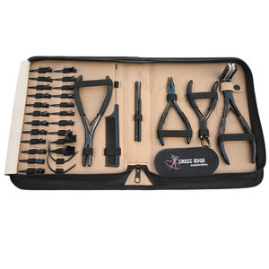 Kit d'outils pour extensions de cheveux de salon noir avec pince de 5 pouces pour retirer les perles, pince pour ouvrir et fermer les perles, et ensemble de crochets, boucles, pinces et aiguilles - Product Image 1