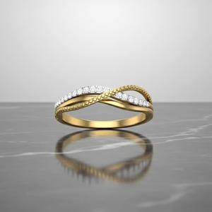 แหวนแต่งงานทองคำแท้แบบไขว้ 2 แถว ประดับเพชรสำหรับผู้หญิง ดีไซน์อินฟินิตี้ เหมาะเป็นของขวัญหมั้น - Product Image 4