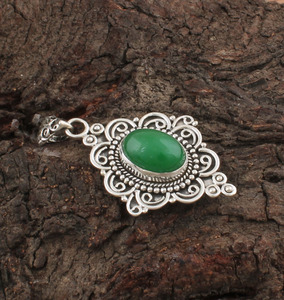 Colgante de Jade Verde Natural Vintage, Plata de Ley 925, Joyería de Piedras Preciosas Retro al por Mayor, Amuleto de la Suerte Chino, Collar Unisex - Product Image 5