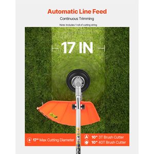 Desbrozadora Inalámbrica de 43 cc y 2 Tiempos, Recortadora de Césped a Gasolina de 17 Pulgadas, Desmalezadora Multifuncional para Cuidado del Jardín - Product Image 4