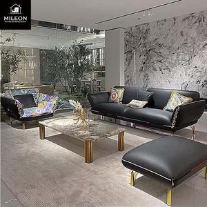 Canapé en cuir véritable noir <span class=keywords><strong>de</strong></span> marque italienne, 123 places, ensemble <span class=keywords><strong>de</strong></span> canapés <span class=keywords><strong>de</strong></span> luxe haut <span class=keywords><strong>de</strong></span> gamme, nouveau design, canapé sur mesure pour salon - Product Image 4