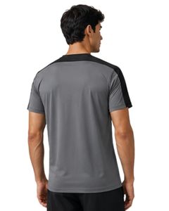 T-shirt de sport pour homme gris et noir personnalisé par le fabricant, respirant, séchage rapide, pour la gym, la course à pied, l'athlétisme, en polyester. - Product Image 2