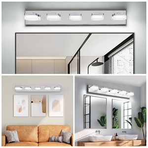 Applique murale moderne en chrome à LED pour salle de bain, design élégant et minimaliste, 5 lumières, économe en énergie et facile à installer - Product Image 2