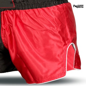 2025 nuevo diseño MMA pantalones cortos de gimnasio cintura alta cierre de cordón ligero de dos vías estiramiento entrepierna Panel elástico patrón sólido - Product Image 4