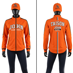 Chaqueta de Entrenamiento de Béisbol Premium de Poliéster Interlock de 280 GSM, Diseño de Paneles Azul y Negro, Logotipo Bordado con Impresión Personalizada - Product Image 2