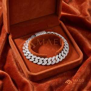 Pulsera de Plata de Ley 925 con Eslabones Cubanos y Moissanita, Cadena Fina Estilo Hip Hop, Joyería, Regalo para Hombre y Mujer - Product Image 2