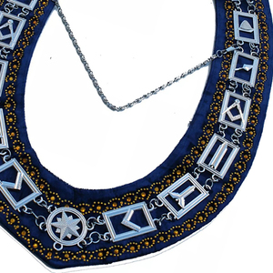 Collar Masónico de 32 Grados del Rito Escocés con Cadena Dorada, Collar de Cadena de Tela de Alta Calidad con Reverso Negro y Cierre Metálico Rápido - Product Image 5