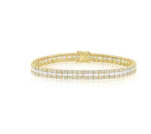 Pulsera de tenis de oro macizo de 10k, 14k, 18k con diamantes cultivados en laboratorio, corte mixto redondo y baguette, multicorte, apilable, para boda, de fabricante - Product Image 3