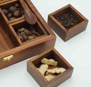 Sustainable Wooden <b>Spice</b> Rack <b>Box</b> for Countertop Storage - Product Image 2