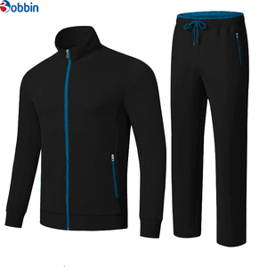 Conjunto Deportivo Negro para Hombre Bobbin, Sudadera con Cierre Completo y Cuello Alto con Pantalones a Juego, Ropa Casual Transpirable, Estilo Otoñal - Product Image 6