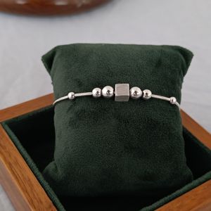 Pulsera de Cadena de Serpiente con Cuentas de Plata de Ley 925, Acabado en Rodio, Minimalista, Ajustable, con Dije de Bola, Pulsera de Diseño para Mujer - Product Image 1