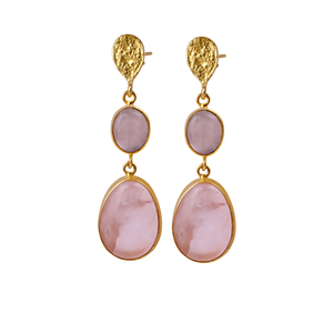 Pendientes Colgantes de Cuarzo Rosa Natural, Chapados en Oro, Hechos a Mano con Piedras Preciosas, Joyería Boho para Mujer, Venta al Por Mayor - Product Image 6