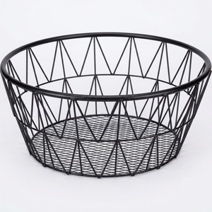Modern Black Metal Wire Fruit Basket Bowl For Kitchen Geometric Design Decorative <b>Vegetable</b> Storage & Mesh Bread <b>Stand</b> Use - Product Image 1