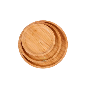 Assiette ronde élégante en bambou naturel poli, design classique, écologique, plateau de service, vaisselle professionnelle pour la restauration - Product Image 1