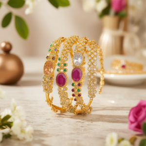 American Diamond Gold Polish Wedding Bangles Perfect Gift Bracelet - Product Image 3