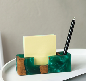 Epoxy Resin And Wood Business Card <b>Holder</b> Luxury Design Classic Business <b>Id</b> Card <b>Holder</b> Creative Gift With Pen Stand - Product Image 1