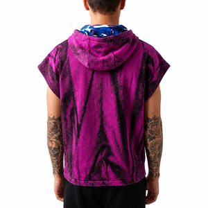 Chaleco con Capucha sin Mangas para Hombre, Estilo Vintage, Lavado Ácido, Oversize, Informal, para Gimnasio, Fitness, Invierno, 100% Algodón Felpa - Product Image 2