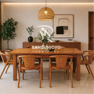 Wooden <b>Dining</b> <b>Table</b> and Chairs Set with Solid Back Chairs in Modern Design Eco-Friendly Home Furniture for Apartment & Villa - Product Image 4