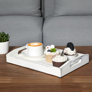 Plateau de service rectangulaire en bois de pin fait à la main de luxe avec poignées plateaux en bois durables pour la décoration intérieure service de nourriture nouveauté - Product Image 4