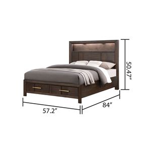 Letto Matrimoniale Moderno con Testiera LED e Libreria, Realizzato a Mano in Legno di Noce - Product Image 4