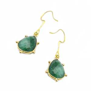 Wire Wrapped Citrine Quartz Pear Shape <b>Earrings</b> Gold Plated Brass Minimalist Women's Gift Jewelry - Product Image 3