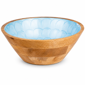 Bol de service en bois de manguier émaillé bleu ciel, fait main, sûr pour les aliments, pour salade, fruits, collations, décoratif, pour la cuisine, la table à manger, cadeau - Product Image 1