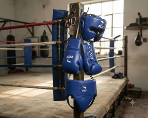 Juego de Boxeo Profesional de Cuero Genuino de Vaca, Fabricación Personalizada de Fábrica, Juego de Boxeo Azul de Alta Calidad - Product Image 1