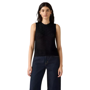 Suéter de punto de ganchillo para mujer, sin mangas, de malla texturizada, ligero, transpirable, antiarrugas, elegante, para otoño - Product Image 3