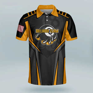 เสื้อบิลเลียดผู้ชาย FQ Custom ผ้าโพลีเอสเตอร์ 100% ระบายอากาศได้ดี เสื้อกีฬาแบบสั่งทำพิเศษ แขนสั้น - Product Image 5