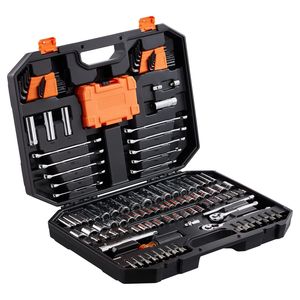 Set di Attrezzi per Riparazione Auto da 145 Pezzi, Kit Meccanico con Chiavi a Bussola da 1/4\" e 3/8\", Set Standard e Metrico SAE - Product Image 4