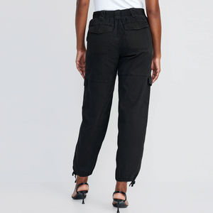 Nouveauté : Pantalon cargo femme uni taille basse, coupe ample, style streetwear, avec poches latérales et logo décoratif - Product Image 2