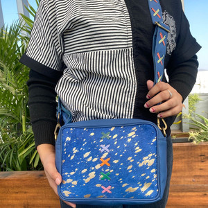 Bolso bandolera de señora de cuero reciclado metálico personalizado bolsos cruzados de lujo con borlas de cuero coloridos y elegantes de tendencia - Product Image 2