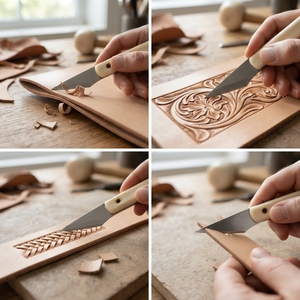 Couteau de découpe et de finition en acier au carbone pour le travail du cuir, manche en os, outil de sculpture sur cuir, fournisseur et fabricant en gros - Product Image 3