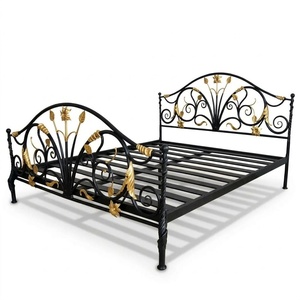 Cadre de lit en fer forgé réglable de taille Queen, style victorien, fait main, plateforme métallique, mobilier de chambre à coucher OEM KHP KHP-GN8 - Product Image 1