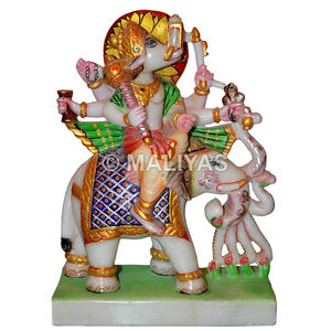 Statue de Manibhadra Veer en marbre |   Murti en marbre Manibhadra Veer artisanal pour la maison et le temple jain - Product Image 1