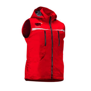 Custom Red Casual Breathable Sleeveless Hooded Vest for Men | Lightweight Fitness & Training Softshell Dog <b>Trainer</b> Vest - Product Image 6