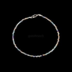 Pulsera de cuentas de fluorita natural multifacética, pulsera de piedras preciosas redondas microfacetadas, joyería para mujer, cristal curativo, regalo, cuentas de 2 mm - Product Image 1