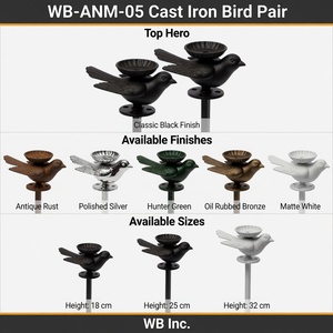 Handmade <b>Black</b> Powder Coated Iron Bird Candle Holders for Elegant Patio & Home Decor - Product Image 2