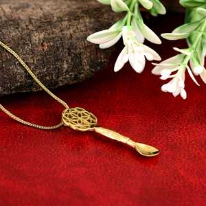 Pendentif cuillère plaqué or, collier vintage en alliage, bijoux de mode unisexe, thème alimentaire - Product Image 2
