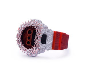 Sport Luxury Digital Watch <b>Red</b> Silicone Band Spiked Bezel Stainless Steel Case 43mm Unisex Shock Resistant 10 Bar Water - Product Image 2