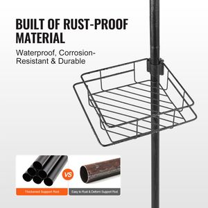 Asta doccia multifunzione ad alta resistenza da 42-114 pollici con vassoio angolare in plastica antiruggine e portaoggetti per doccia - Product Image 5