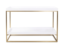 Mesa Consola Blanca con Detalles en Dorado, Mesa Auxiliar Moderna Rectangular para Entrada o Sala de Estar - Product Image 2