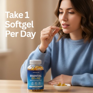 Cápsulas de Gel Suave de Vitamina D3 + K2 de Marca Privada OEM, Suplemento para el Soporte Óseo e Inmunológico, Fabricante y Proveedor al por Mayor - Product Image 2